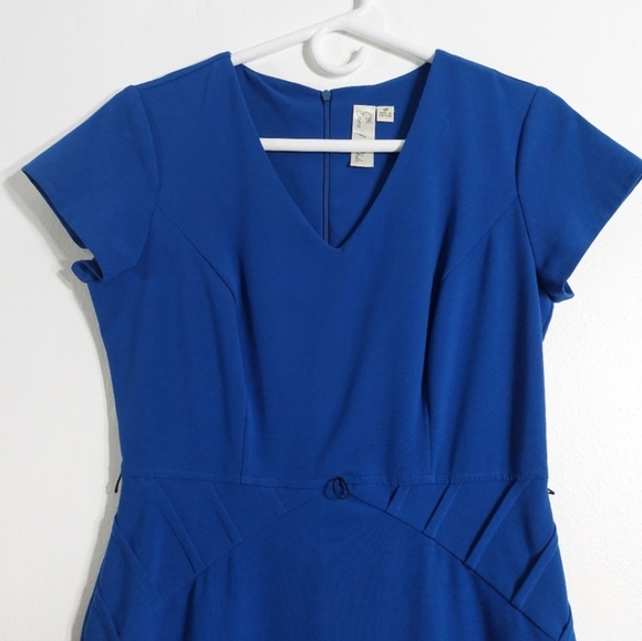 Emma & Michelle Royal Blue V-Neck Bodycon Dress Petite 4P - Picture 3 of 12